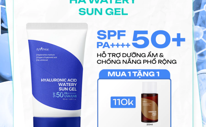 Kem chống nắng hóa học dưỡng ẩm mỏng nhẹ Isntree Hyaluronic Acid Watery Sun Gel 50ml