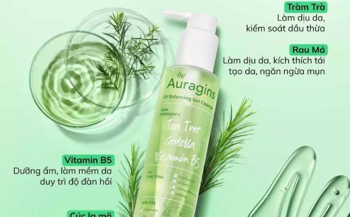 Gel rửa mặt cho da dầu mụn The Auragins Oil Balancing Gel Cleanser 150ml