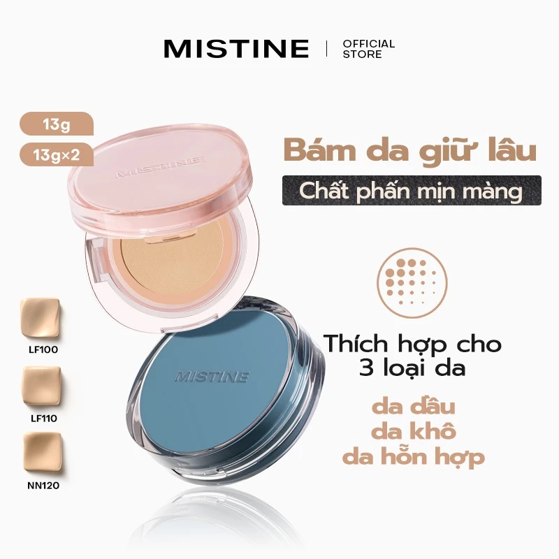cushion Mistine Kem nền Cầu vồng Xiêm La Phấn mịn mềm mại 13g*2/13g