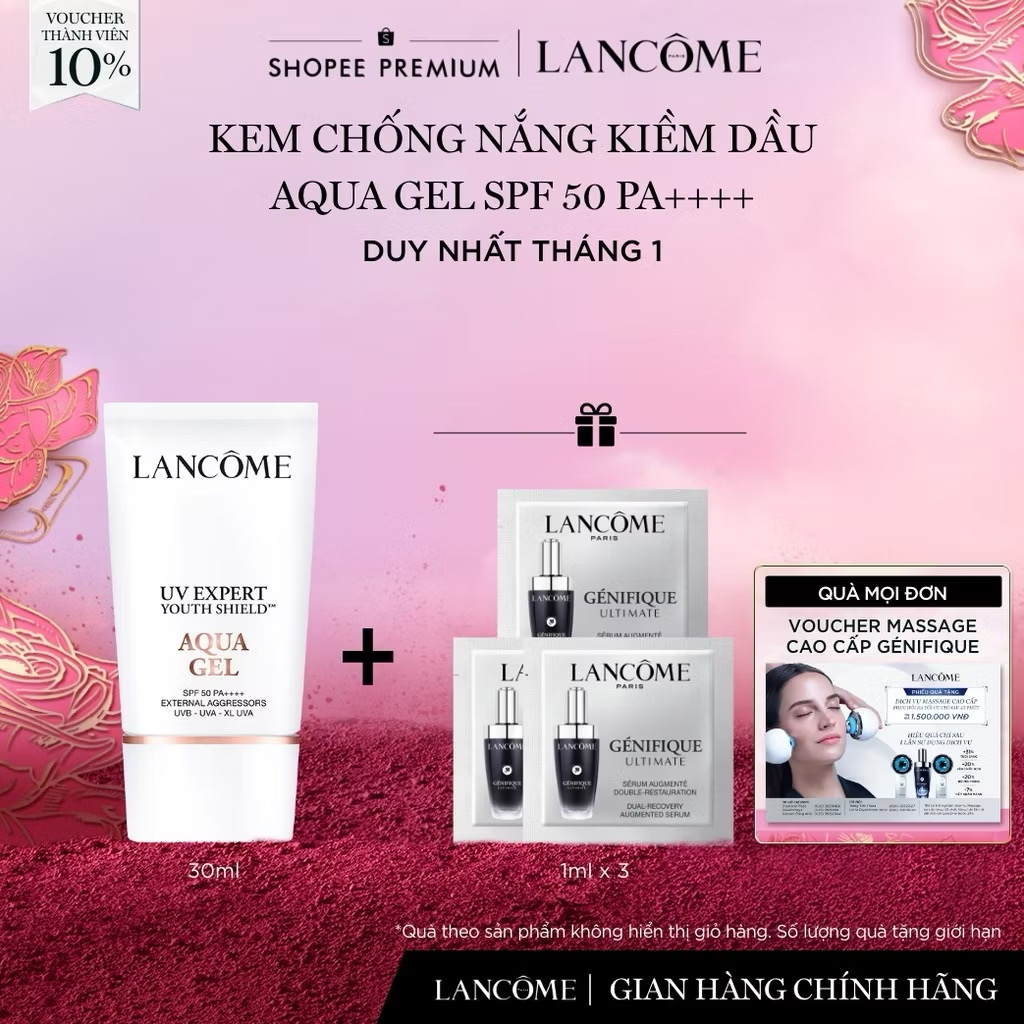 ￼Lancome Kem chống nắng AQUAGEL 30ML SPF 50 PA++++ 