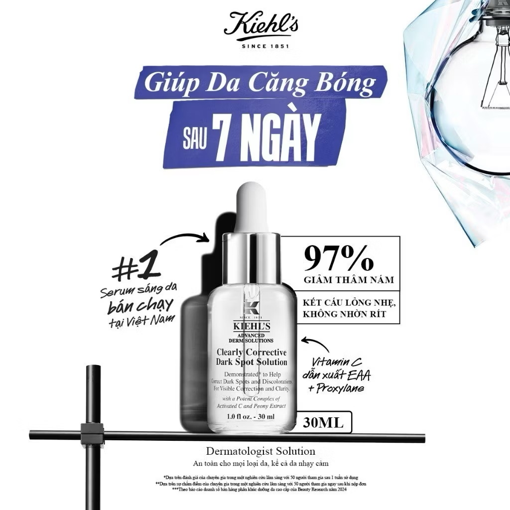 ￼Serum Vitamin C làm sáng da & mờ thâm mụn Kiehl's Clearly Corrective™ Dark Spot Solution 30ml 