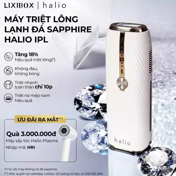 ￼[SPLIVE] Máy Triệt Lông Lạnh Sapphire Halio InfinityGlow Advanced IPL Sapphire Cooling Hair Removal Device 