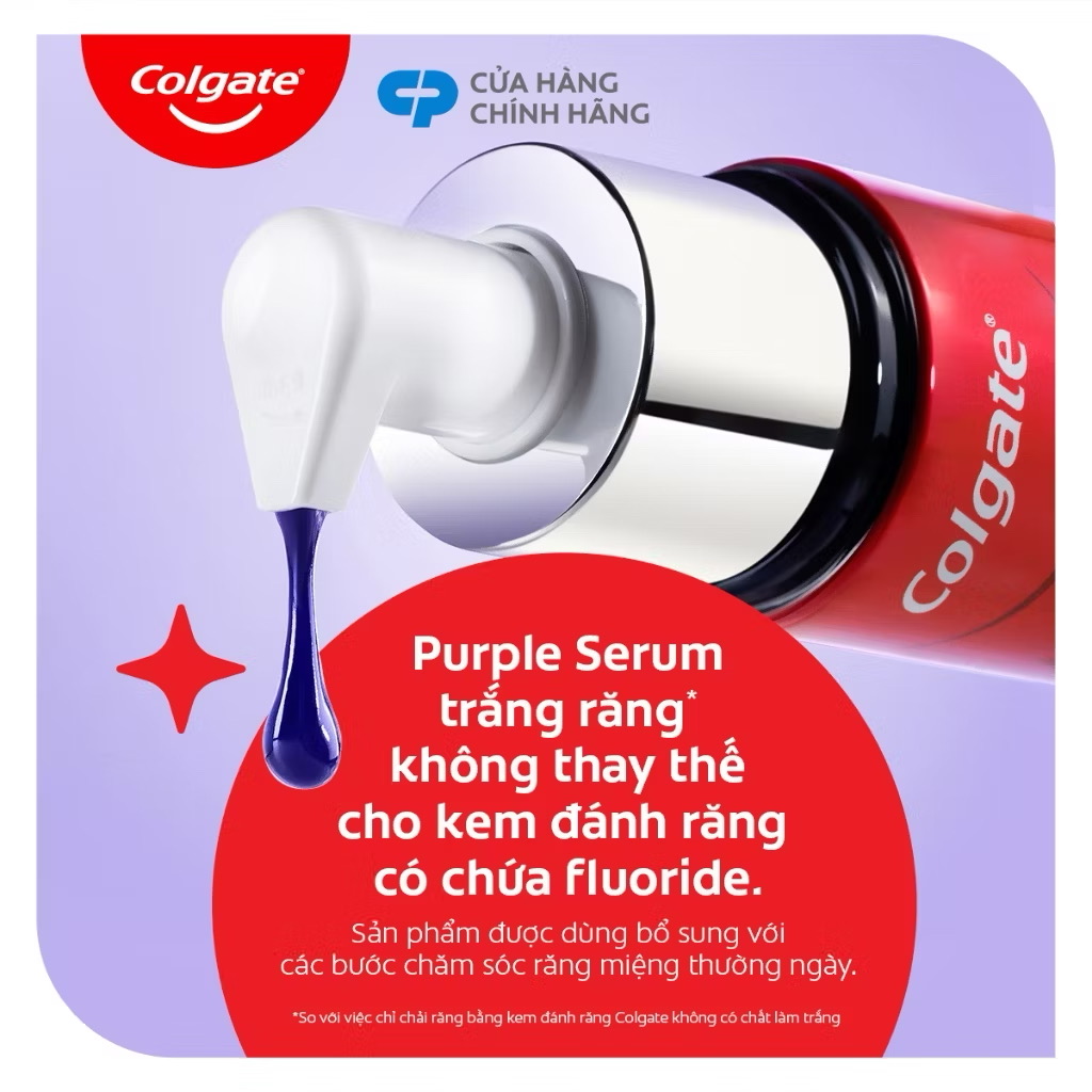 ￼Tinh chất trắng răng tăng cường Colgate Optic White Purple Serum-Trung hòa sắc vàng, rạng rỡ tức thì 40ML 