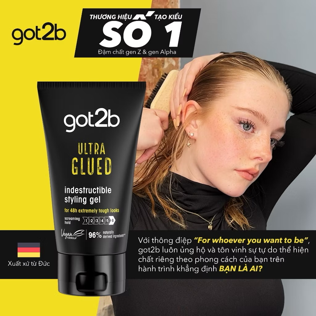 Gel tạo kiểu tóc và giữ nếp tóc Got2b Ultra Glued 150ml - Giữ nếp lên đến 48h 
