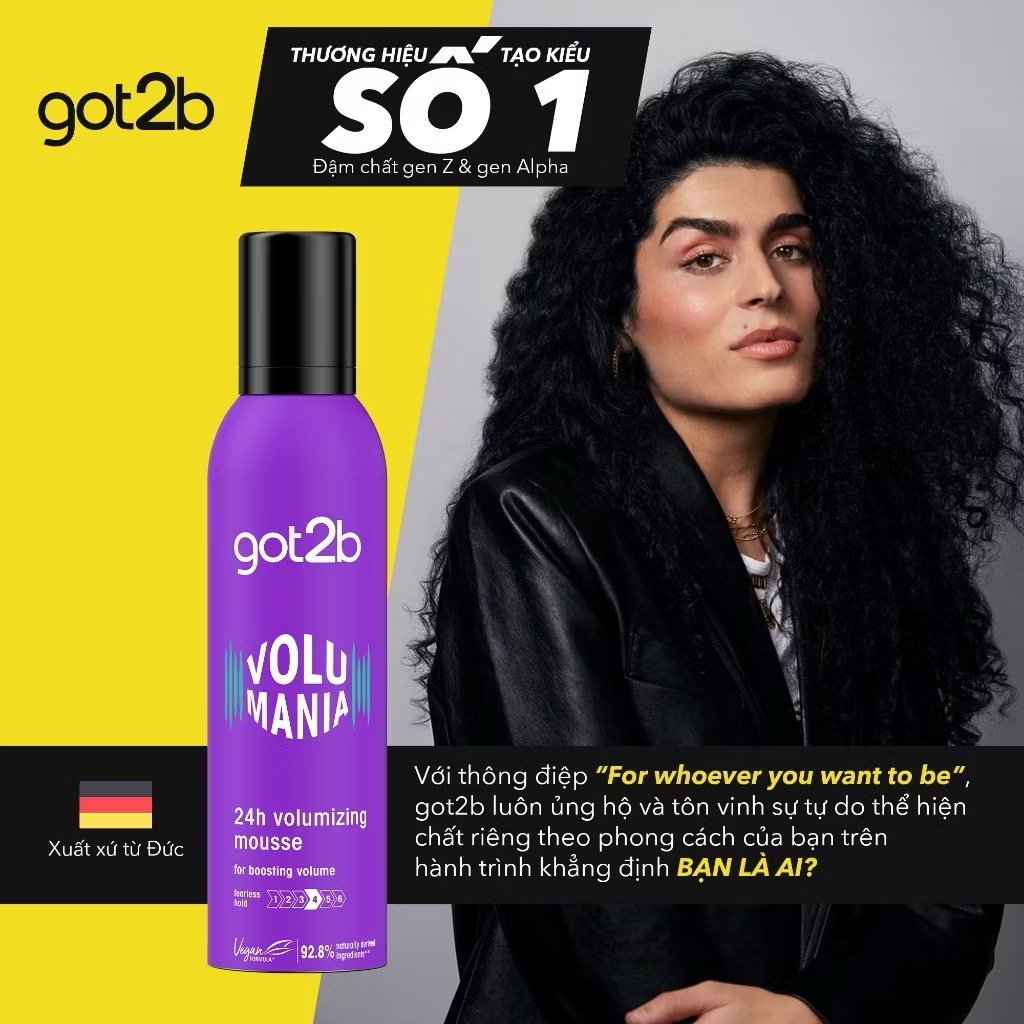 Bọt tạo phồng tóc Got2b Volumising Mousse 250ml - Tăng cường độ phồng cho tóc, Giữ nếp đến 24h 