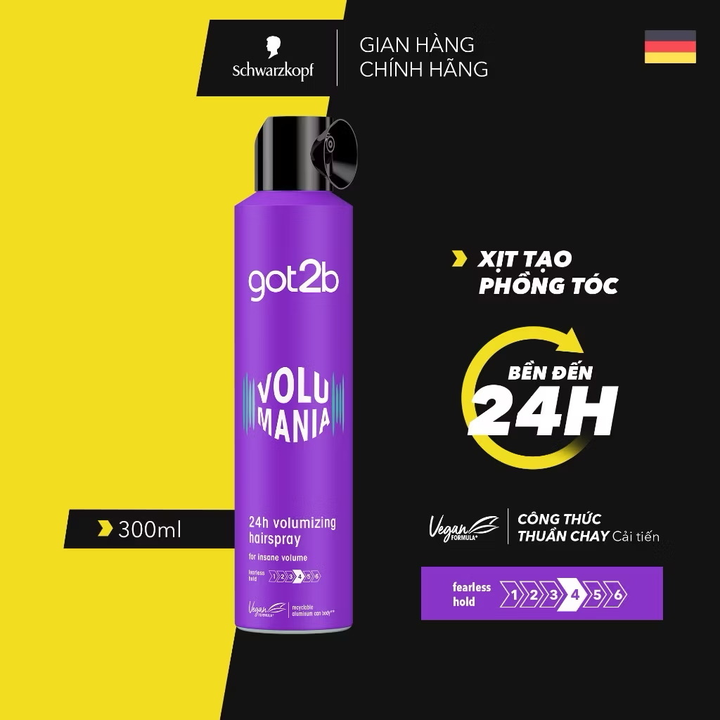 Xịt tạo phồng tóc Got2b Volumizing Hairspray 300ml - Giữ độ phồng lên đến 24 giờ, không gây cứng tóc 