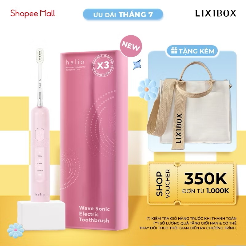 ￼Bàn Chải Điện Tích Hợp Công Nghệ Chuyển Động Kép Halio Wave Sonic Electric Toothbrush 