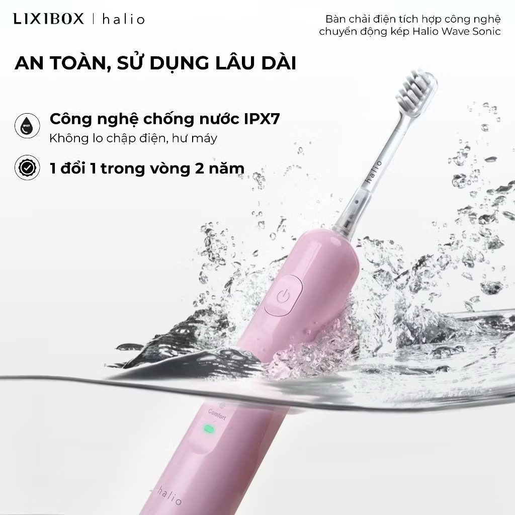 ￼Bàn Chải Điện Tích Hợp Công Nghệ Chuyển Động Kép Halio Wave Sonic Electric Toothbrush 
