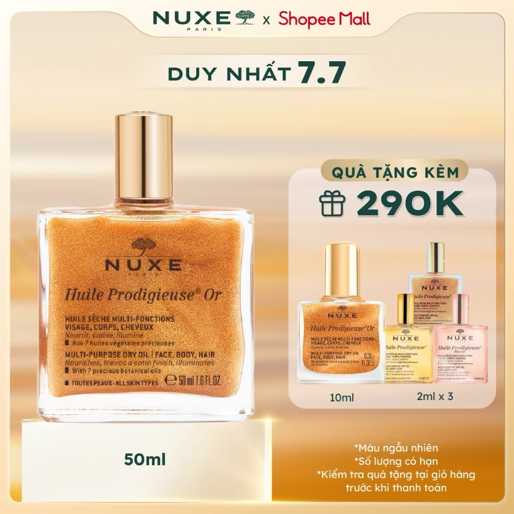 ￼Dầu khô có nhũ Nuxe Huile Prodigieuse Shimmering Dry Oil 50ml 