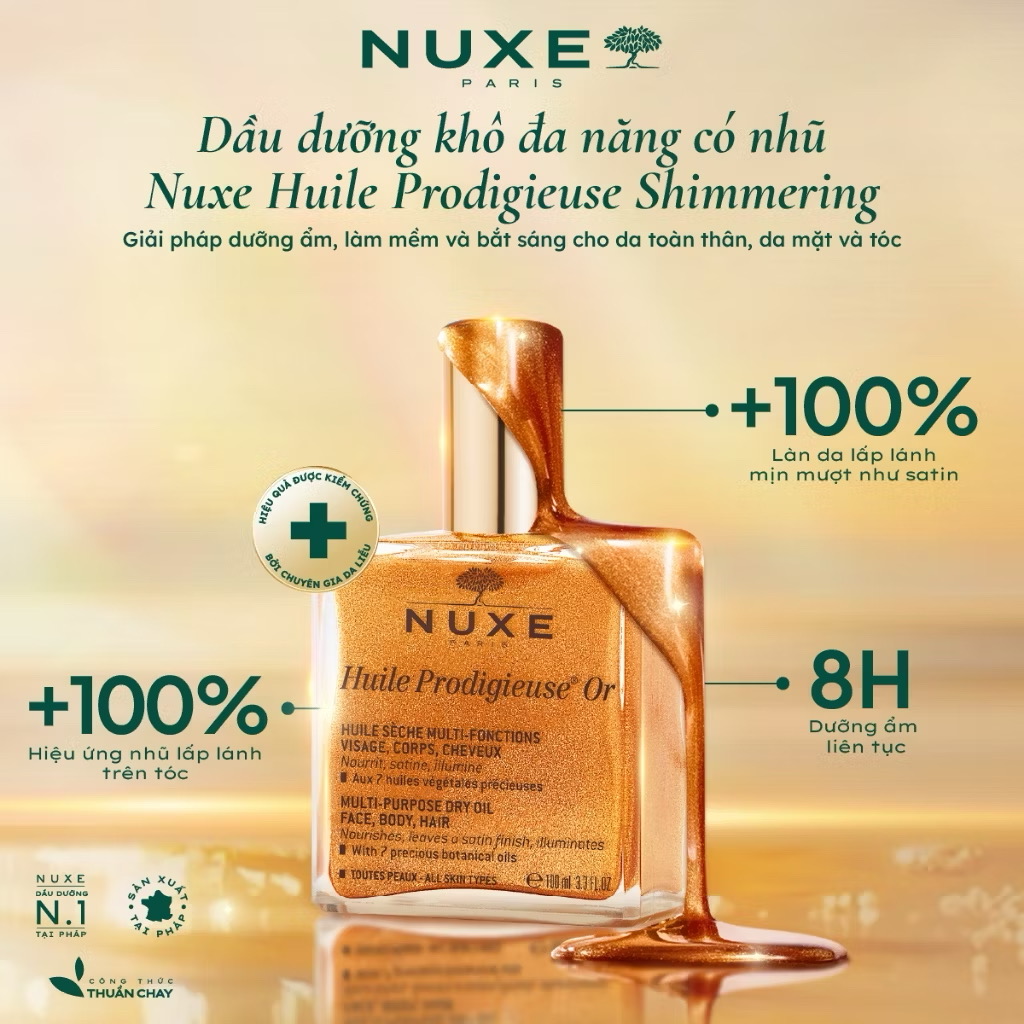 ￼Dầu khô có nhũ Nuxe Huile Prodigieuse Shimmering Dry Oil 50ml 