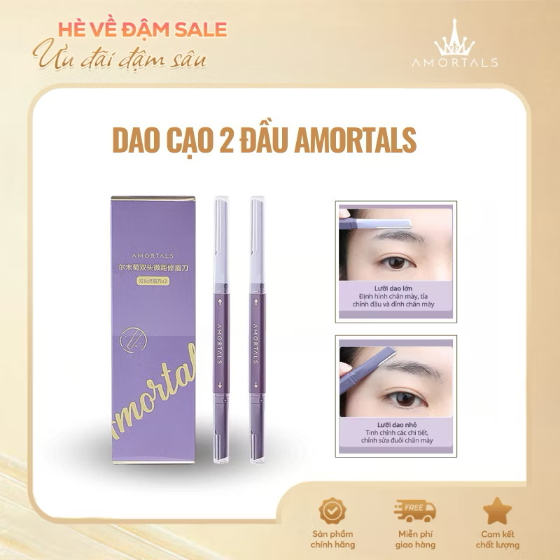 ￼Bộ dao cạo lông mày AMORTALS hai đầu tiện dụng, dao tỉa lông mày cạo râu tiện lợi 