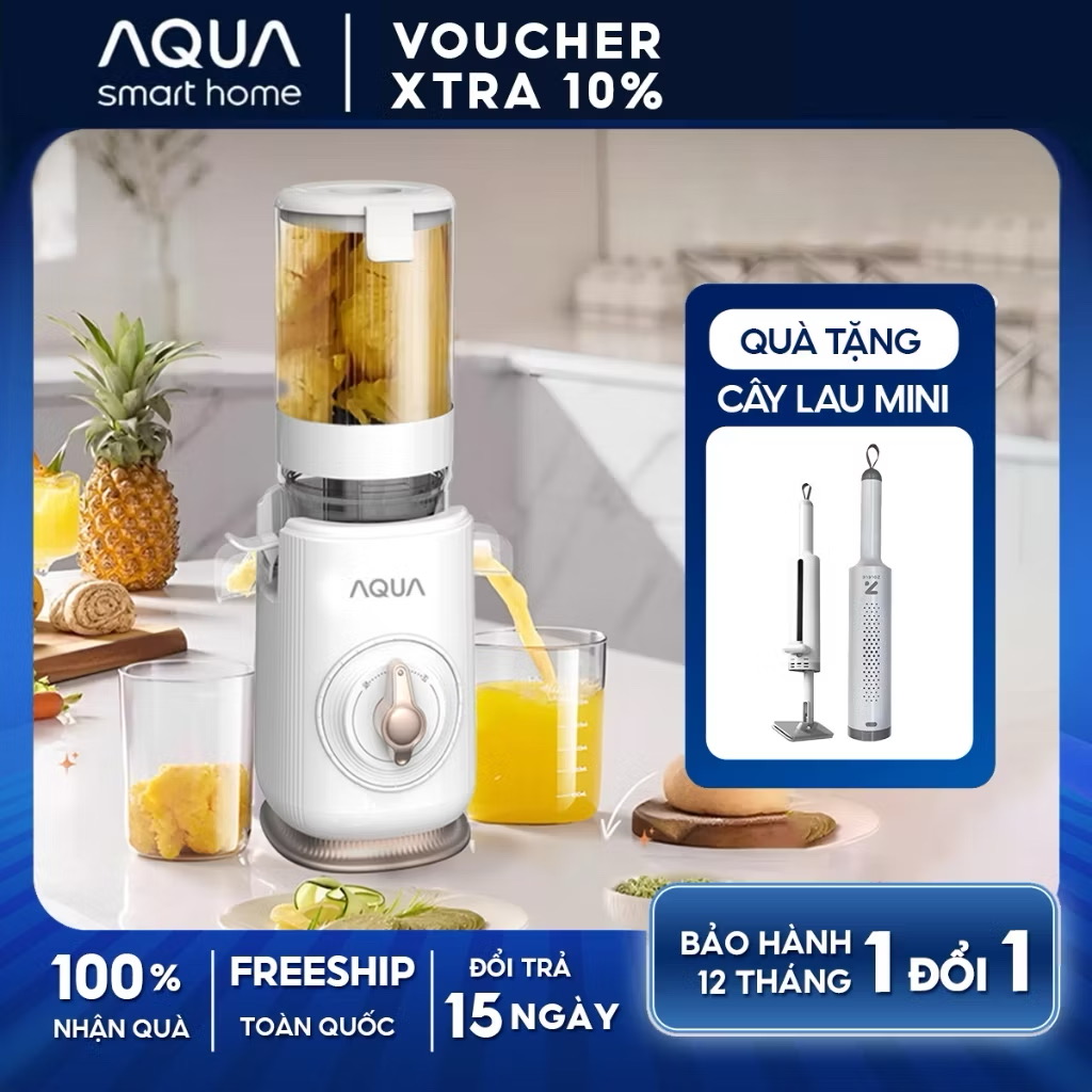 ￼Máy ép chậm AQUA JSJ0901RW 900ml, ép nguyên quả trái cây, vắt kiệt bã - Bảo hành 12 tháng 