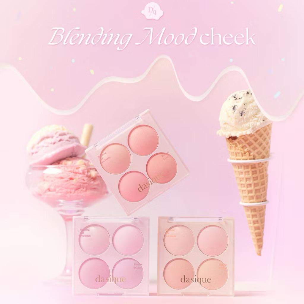 ￼Phấn má hồng 4 ô Dasique Blending Mood Cheek Blush 12g