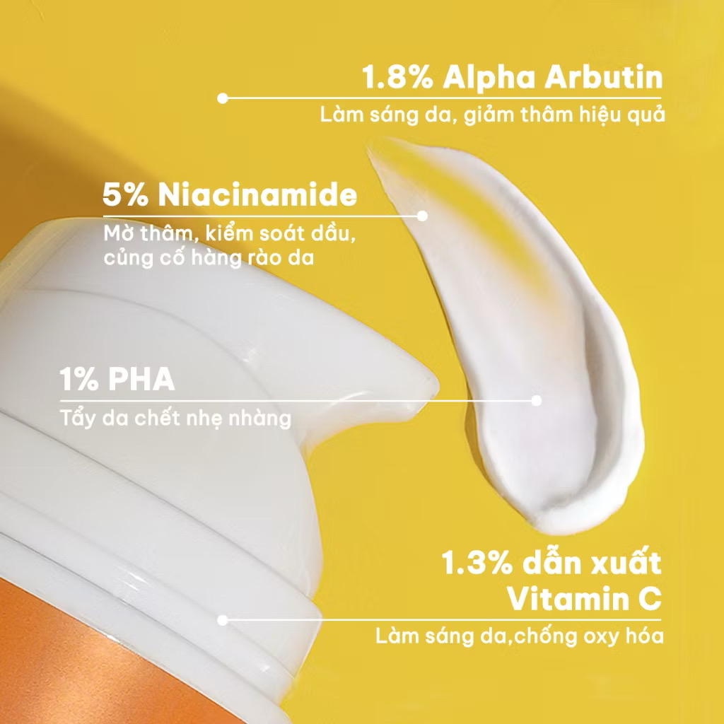 ￼Kem làm sáng, giảm thâm mông, nách, bikini, đầu gối, khuỷu tay với Alpha Aburtin, Niacinamide BareSoul Juicy 50g 