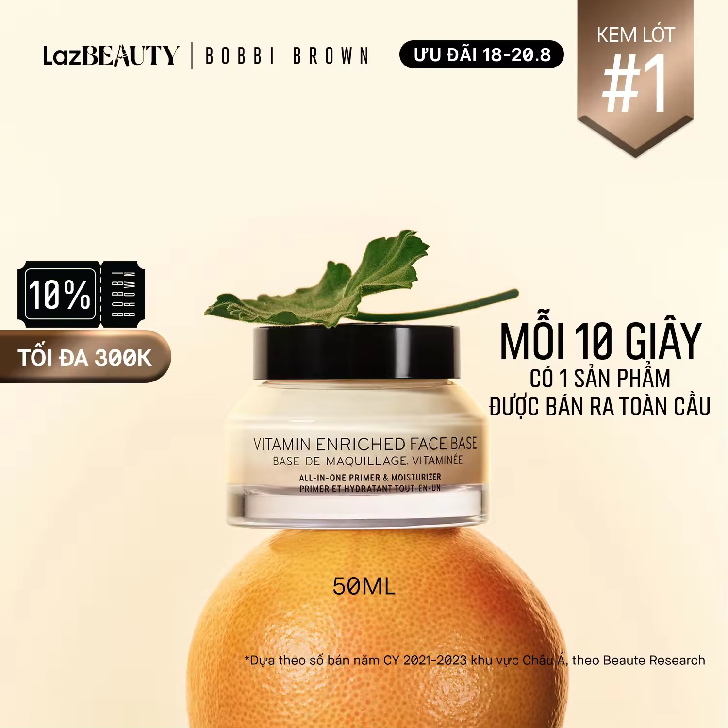 [ƯU ĐÃI 18-20.8] Kem Lót Dưỡng Da Bobbi Brown Vitamin Enriched Face Base – 50ml/ Lớp lót trang điểm và kem dưỡng ẩm mặt chứa Vitamin B, C và E - bán chạy trong kem lót dưỡng da 