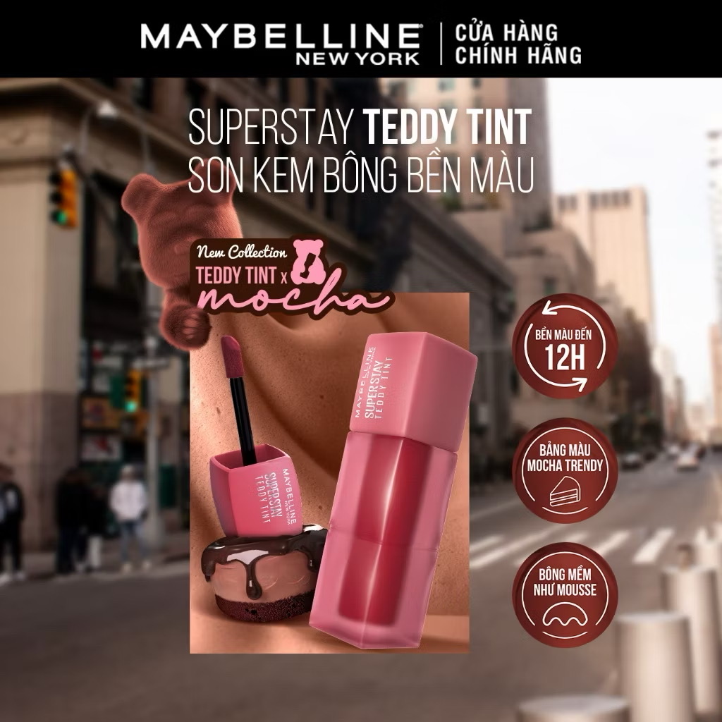 ￼Son Kem Bông Bền Màu Superstay Teddy Tint Maybelline New York 5ml 