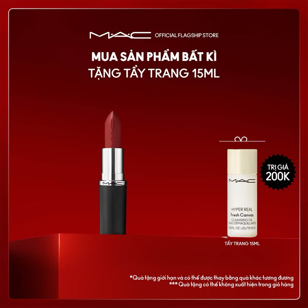 ￼Son MACximal Sleek Satin không chỉ mang đến chất son satin căng bóng, mềm mượt mà còn duy trì độ dưỡng ẩm môi trong 8h 