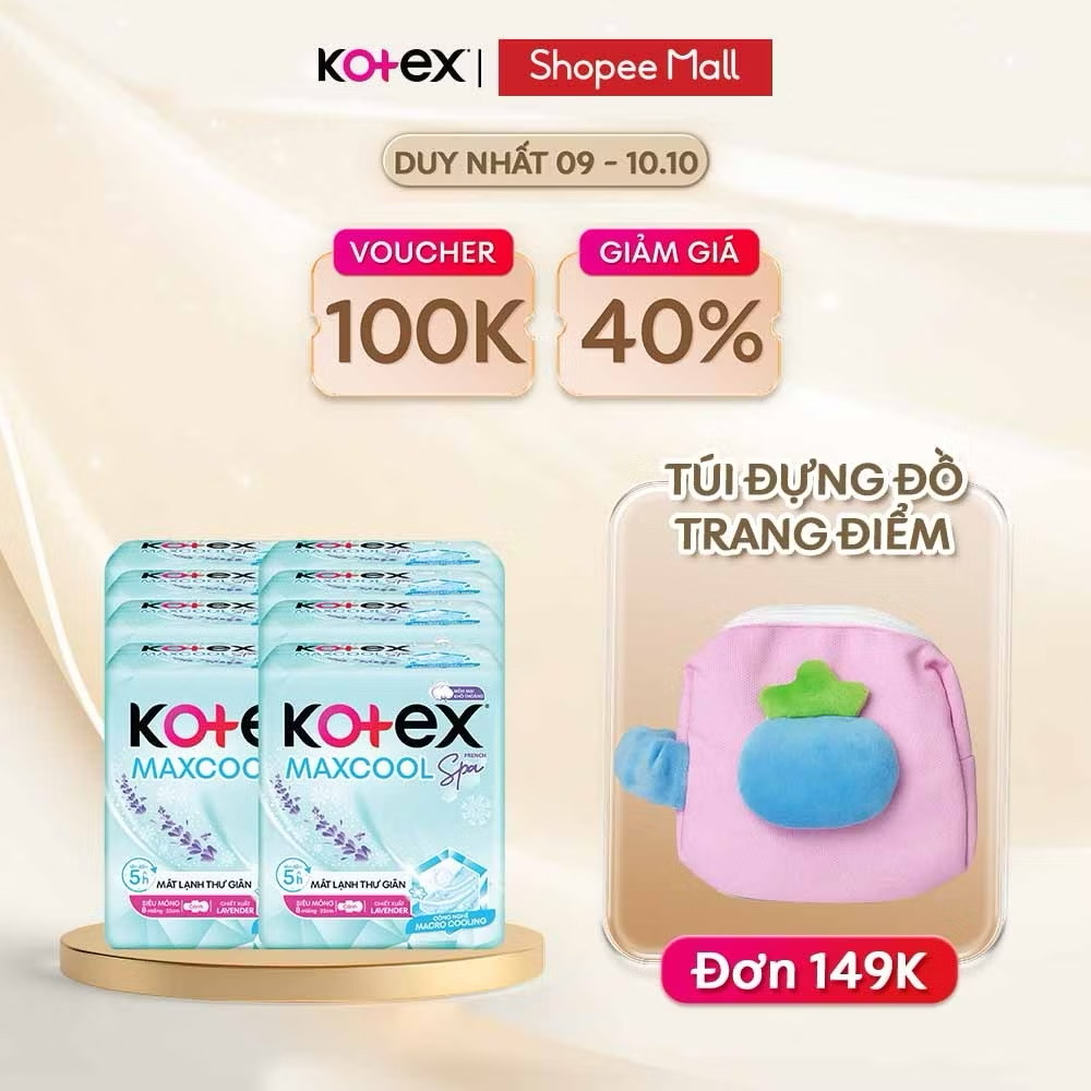 ￼Lốc 8 băng vệ sinh Kotex Maxcool French Spa SMC 8x48 