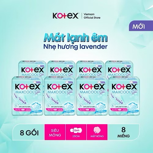 ￼Lốc 8 băng vệ sinh Kotex Maxcool French Spa SMC 8x48 