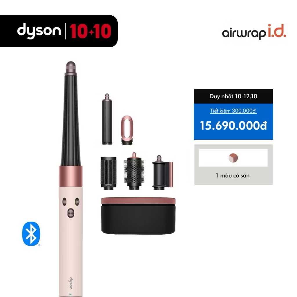 ￼[1-12.10 SIÊU SALE MUA SẮM] Máy tạo kiểu tóc thông minh Dyson Airwrap i.d. ™ HS08 Straight + Wavy (Ceramic Pink) 