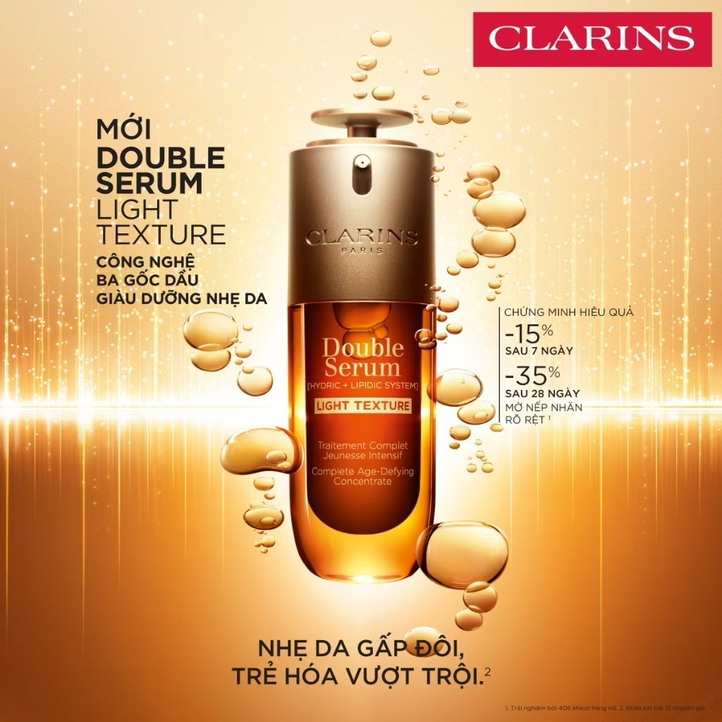 ￼[Light Texture] Tinh Chất Trẻ Hóa Làn Da Clarins Double Serum [Hydric + Lipidic System] 50ml 