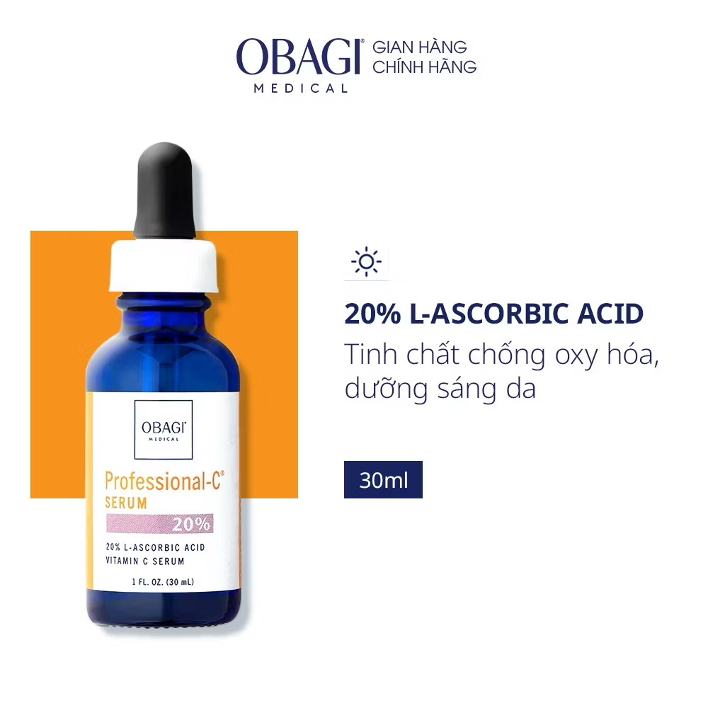 ￼[VOUCHER SVIP ĐẾN 20%] Serum chống oxy hóa, làm đều màu da chứa vitamin C Obagi Professional-C 20% - 30ml 
