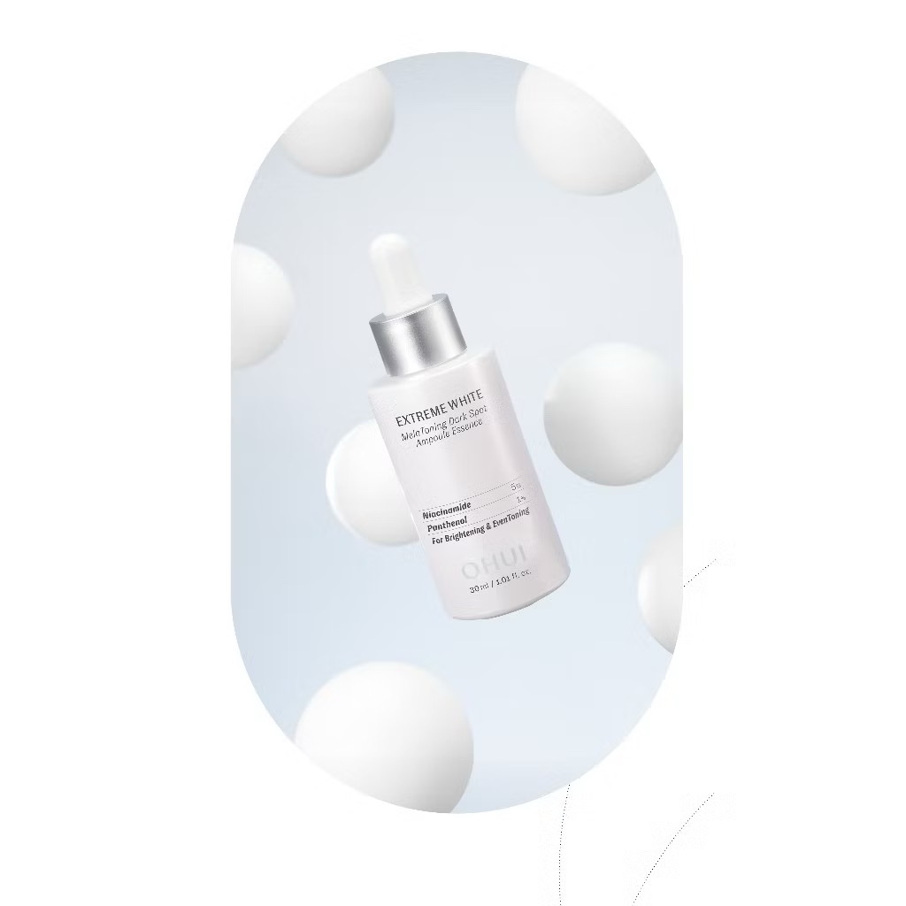 ￼[OHUI Official]Tinh chất dưỡng sáng chuyên sâu Niacinamide 5%Extreme White Mela Toning Dark Spot Ampoule Essence 30ml 