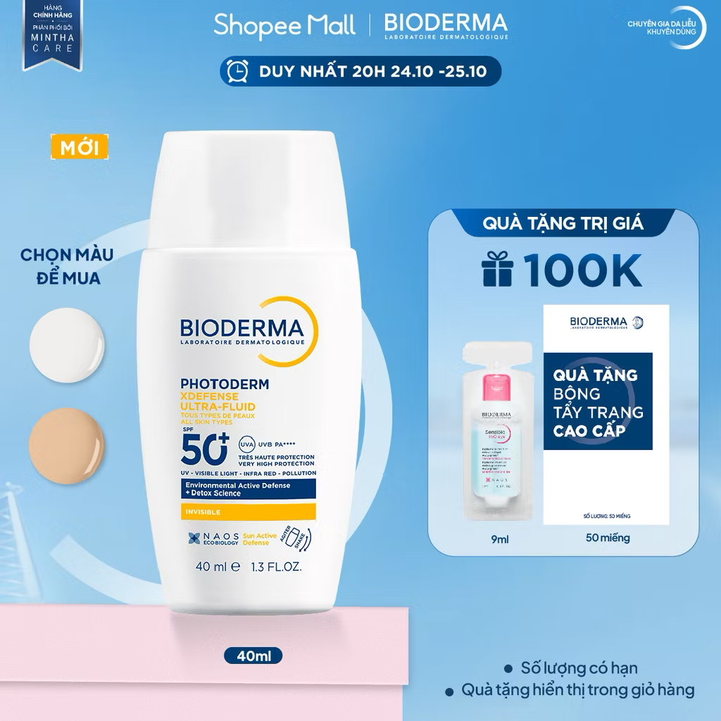 ￼Sữa chống nắng Bioderma phổ rộng ráo mịn, bảo vệ da toàn diện Photoderm XDefense Ultra-fluid SPF50+ 40ml 