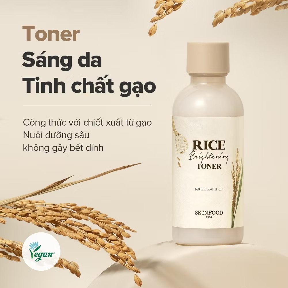 ￼[SKINFOOD Official] Toner sáng da từ gạo 160ml/ Nuôi dưỡng/ Chăm sóc Nếp nhăn/ Rice Brightening Toner 