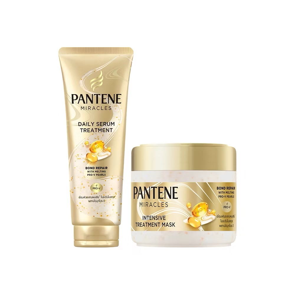 ￼Combo 2 Kem Ủ Tóc Serum & Mặt Nạ Ủ Tóc Chuyên Sâu PANTENE Miracles Phục hồi liên kết tóc - Tuýp 180ML & Hộp 300ML 