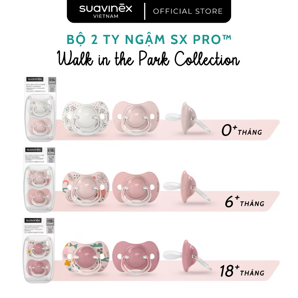 Bộ 2 ty ngậm silicone SX PRO SUAVINEX 