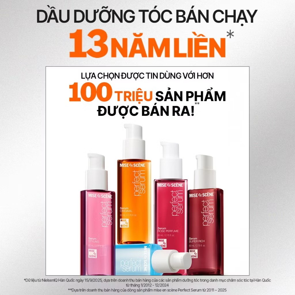 ￼Tinh chất dưỡng tóc mise en scène Perfect Serum 80ml phục hồi hư tổn, suôn mượt, chắc khỏe 