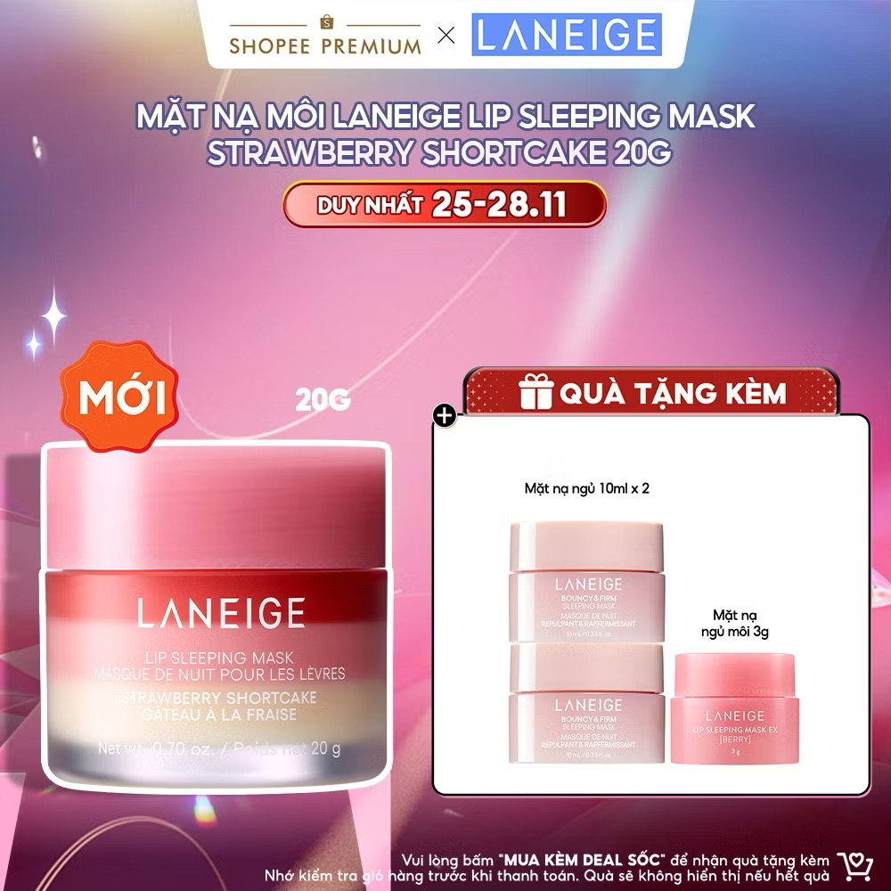 ￼Mặt Nạ Môi LANEIGE Lip Sleeping Mask Strawberry Shortcake 20G 