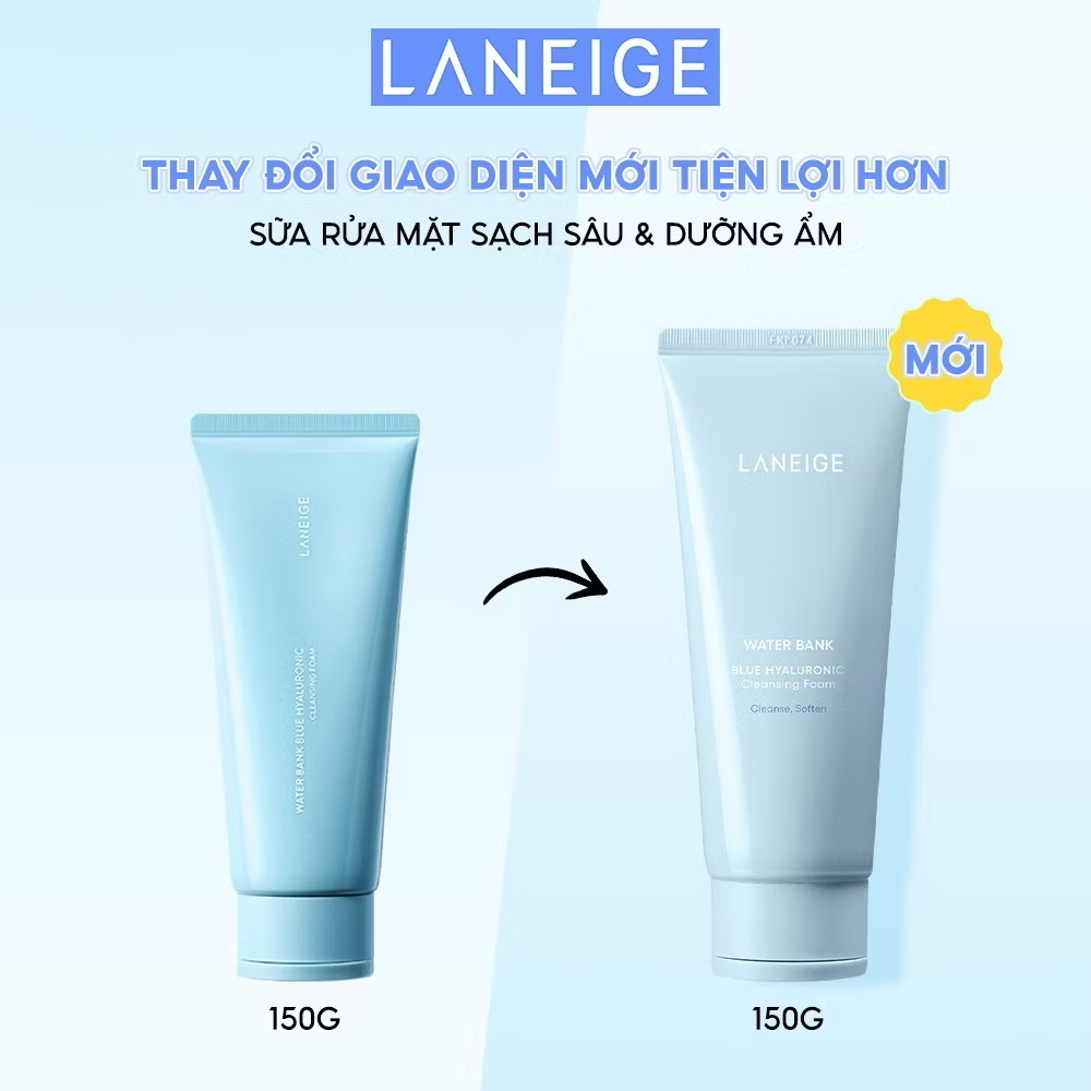 ￼Sữa Rửa Mặt Dưỡng Ẩm Laneige Water Bank Blue HA Cleansing Foam 150g 