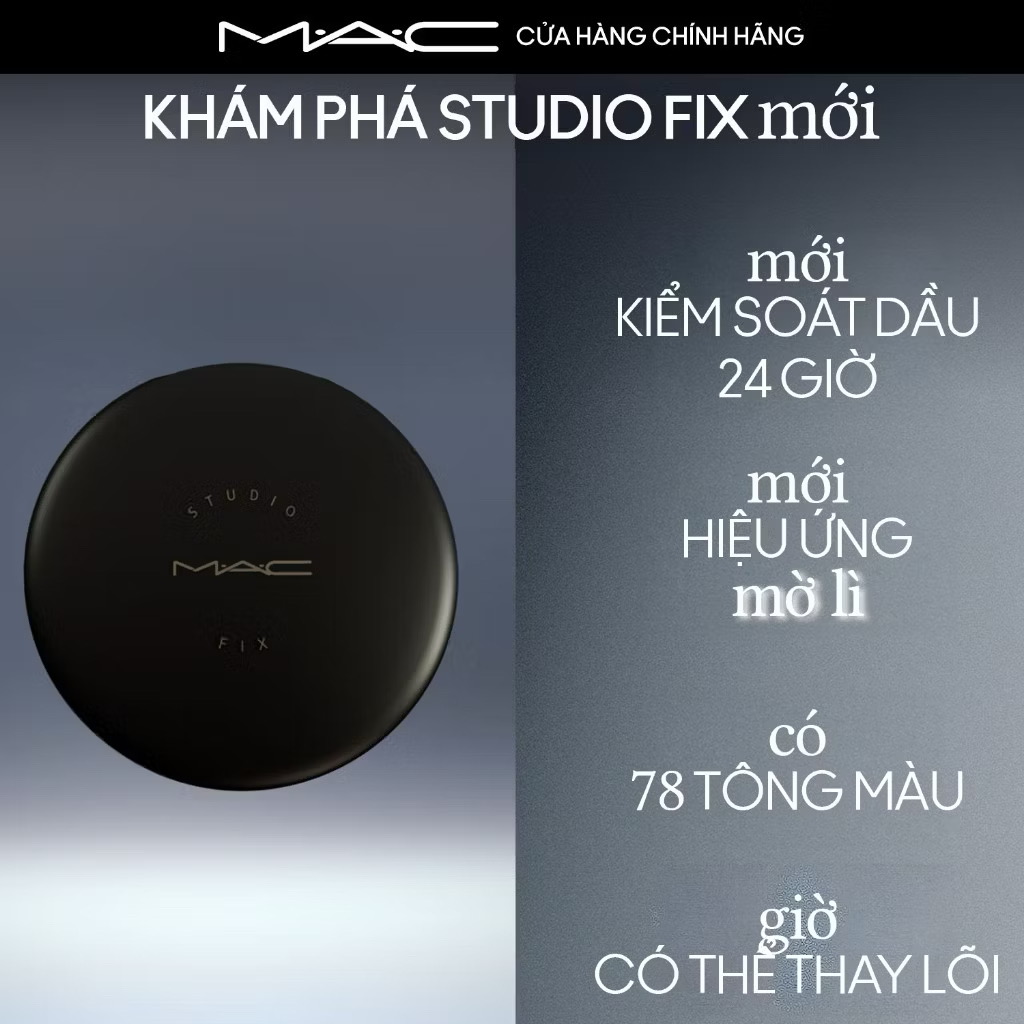 ￼MAC Studio Fix Powder Plus Foundation Lớp nền mịn lì, kiểm soát dầu thừa suốt 24 giờ 