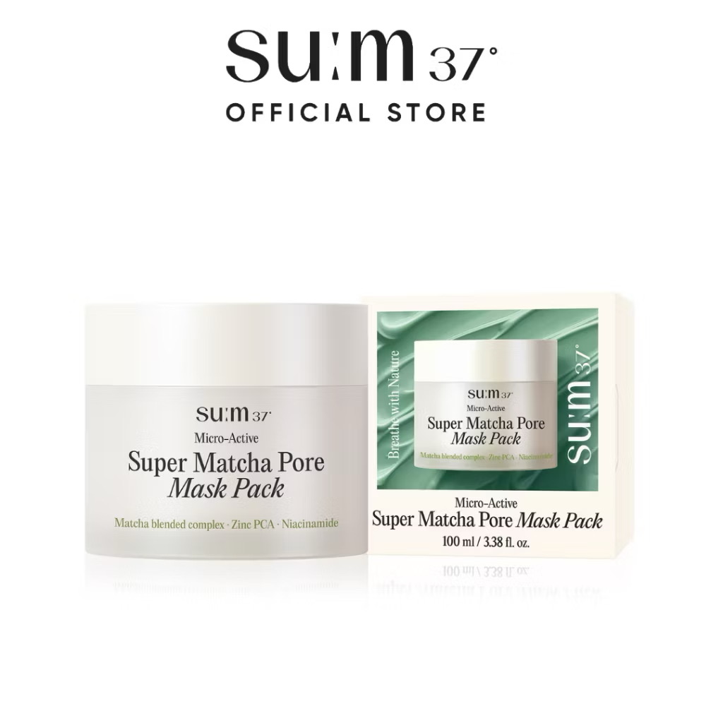 ￼[SU:M37 OFFICIAL] Mặt nạ matcha làm sạch sâu Su:m37 Micro-Active Super Matcha Pore Mask Pack 100ml 