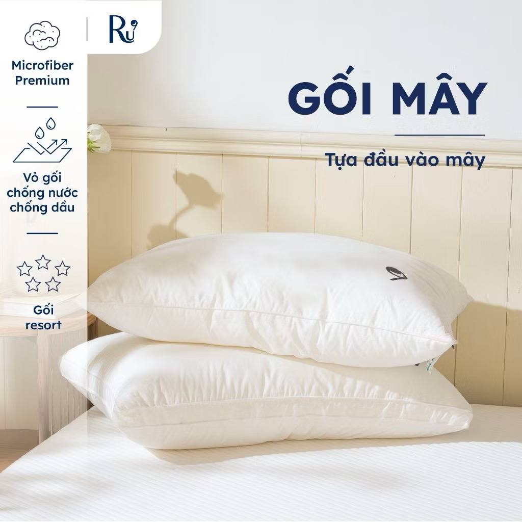 ￼Gối Mây Ru9 | Chất Liệu Microfiber 3D Tân Tiến | Chống Thấm Tuyệt Đối | Nâng Đỡ Cổ - Ôm Trọn Đầu | 2 Kích Thước 