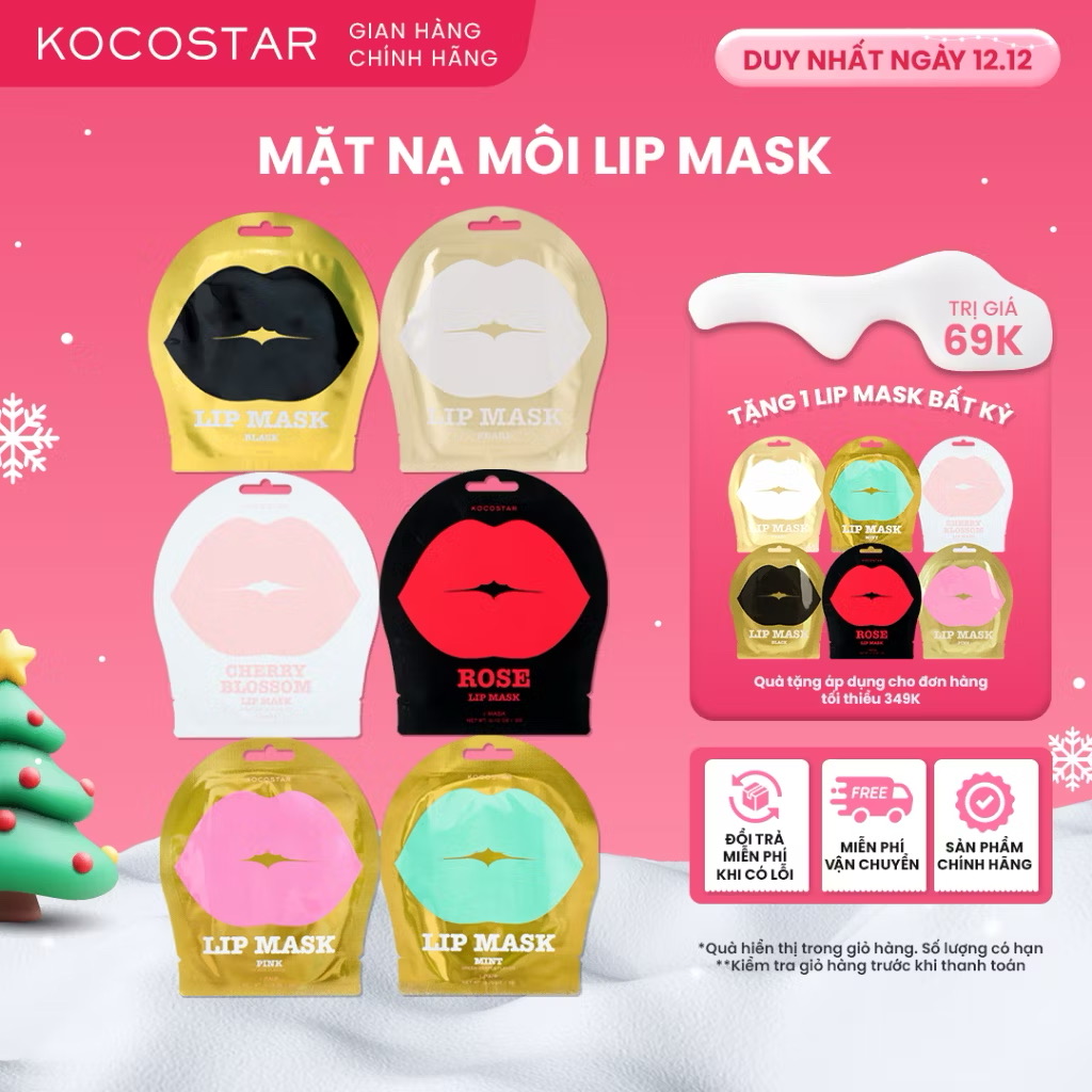 ￼Mặt nạ môi Kocostar Lip Mask dưỡng ẩm môi căng mọng, đều màu 