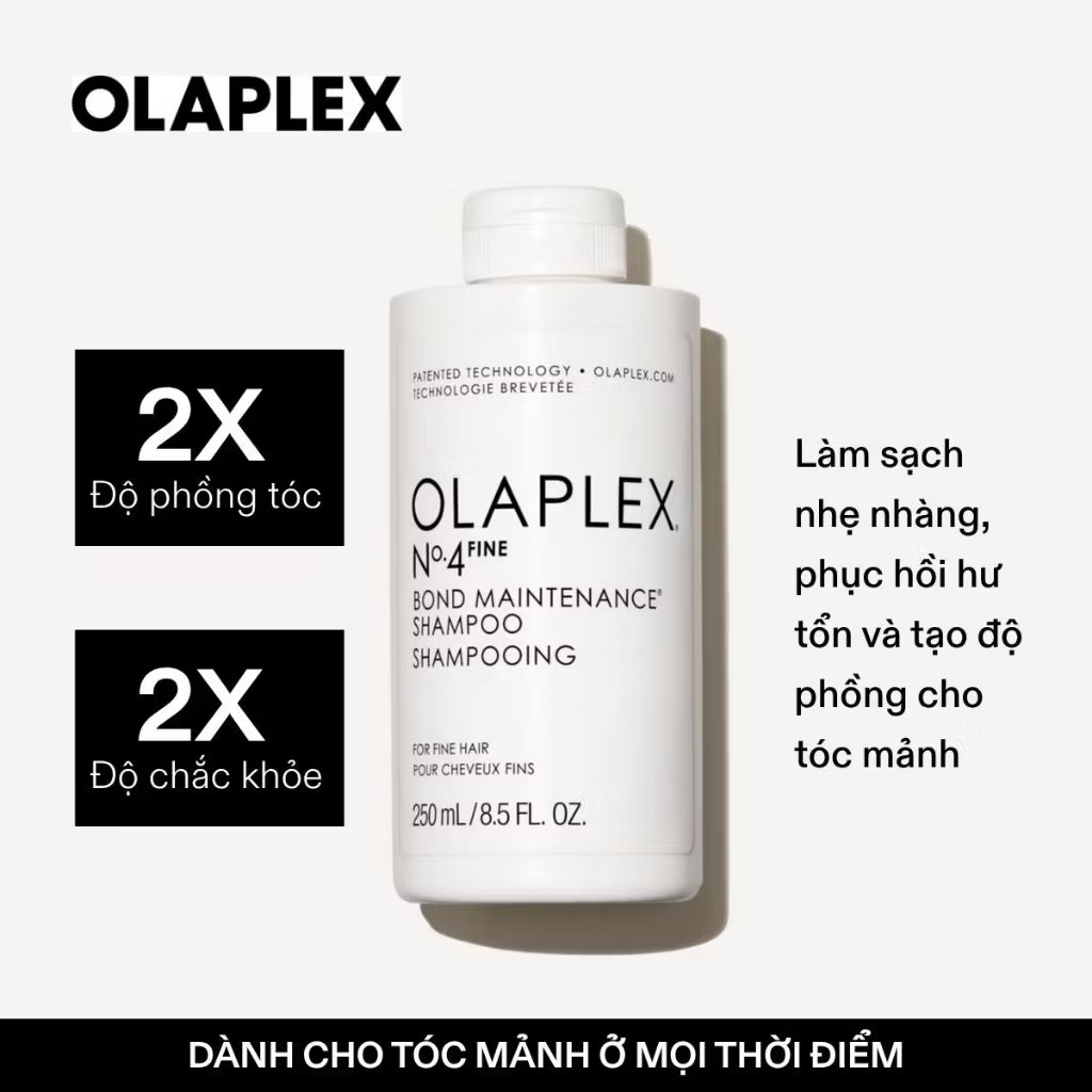 ￼Dầu gội giúp phục hồi tóc hư tổn, tăng độ phồng & chắc khỏe cho tóc mảnh Olaplex No.4FINE 250ml 