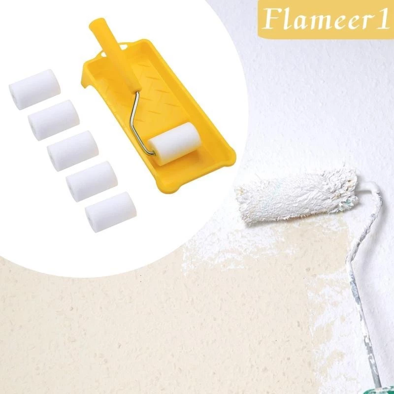 Con lăn sơn Mini Vỏ len có khay Bộ con lăn sơn nhỏ có thể tháo rời cho các dự án Stencil DIY chi tiết