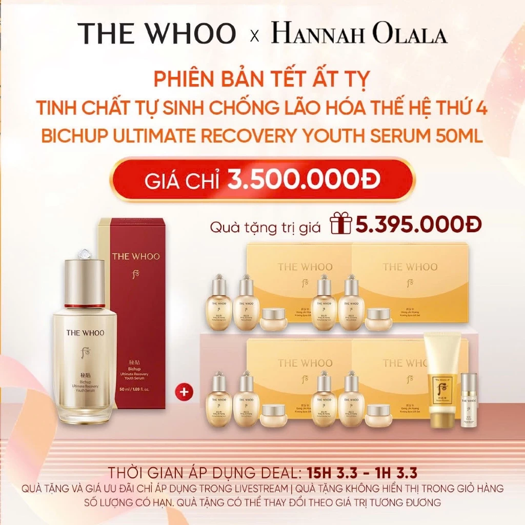 [Hannah Olala x Whoo] Tinh chất tự sinh chống lão hóa thế hệ thứ 4 THE WHOO Bichup Ultimate Recovery Youth Serum 50ml