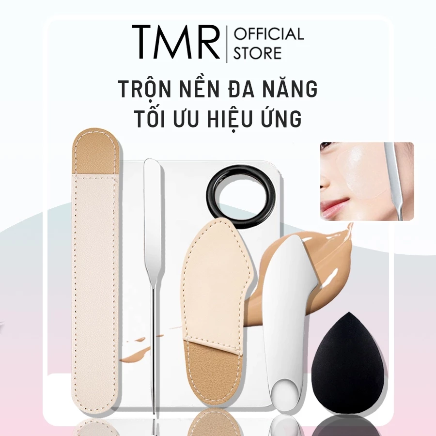 Bộ Dụng Cụ Trộn Tán Kem Nền TMR Que SP304 Bằng Thép Không Gỉ, Bẳng Trộn Cho Lớp Nền Mỏng Mịn