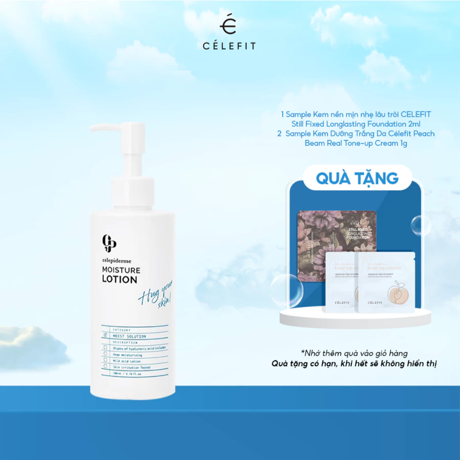 (Tặng 1 sample kem nền+ 2 sample toneup)Nước Hoa Hồng Celepiderme Hug Your Skin Moisture Toner 200ml